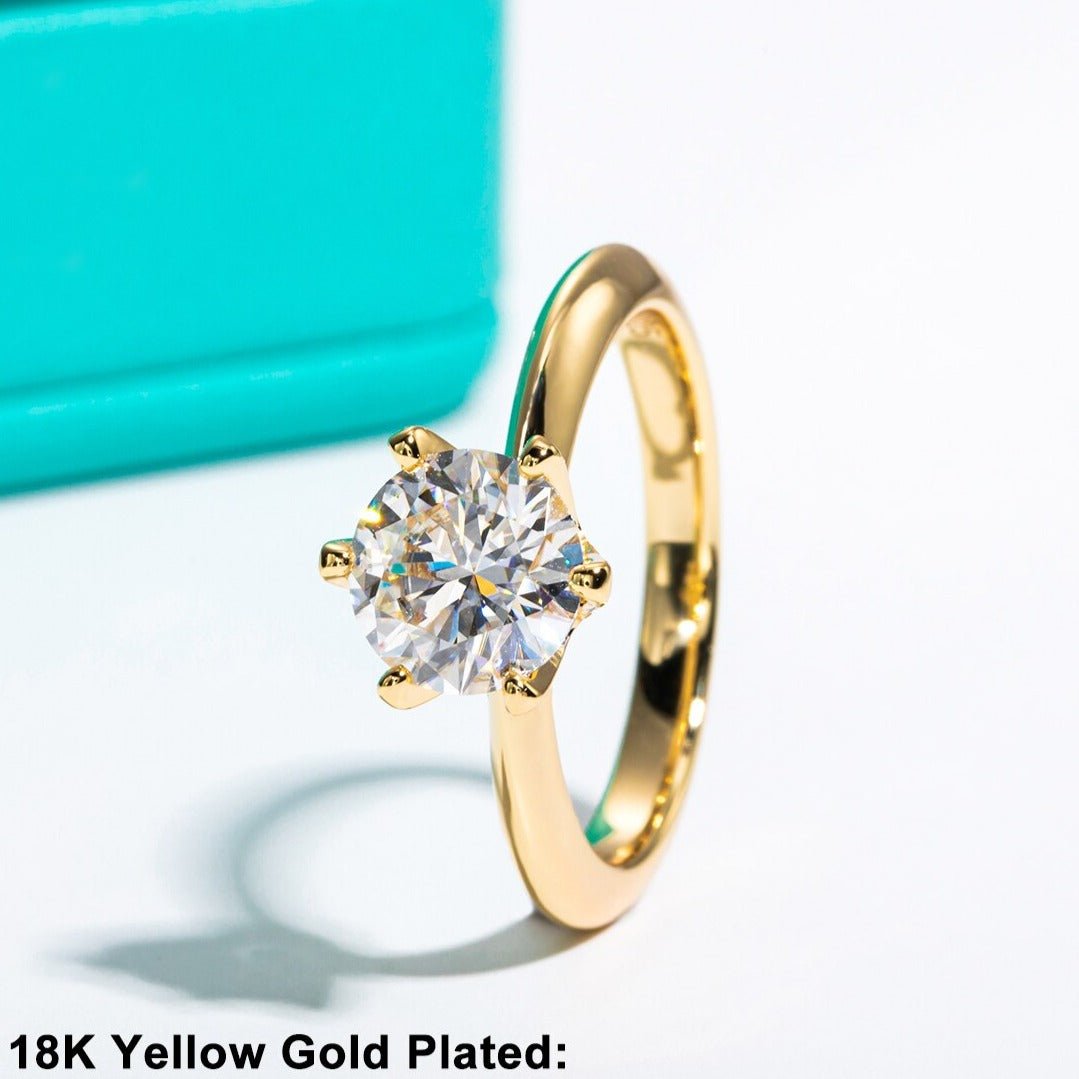 Moissanite Diamond Yellow Gold Plated Solitaire Ring Australia