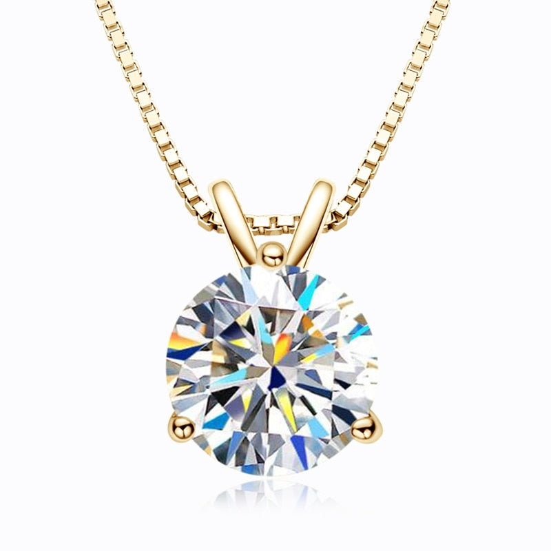 2 Carat Moissanite Diamond Pendant Necklace Sterling Silver