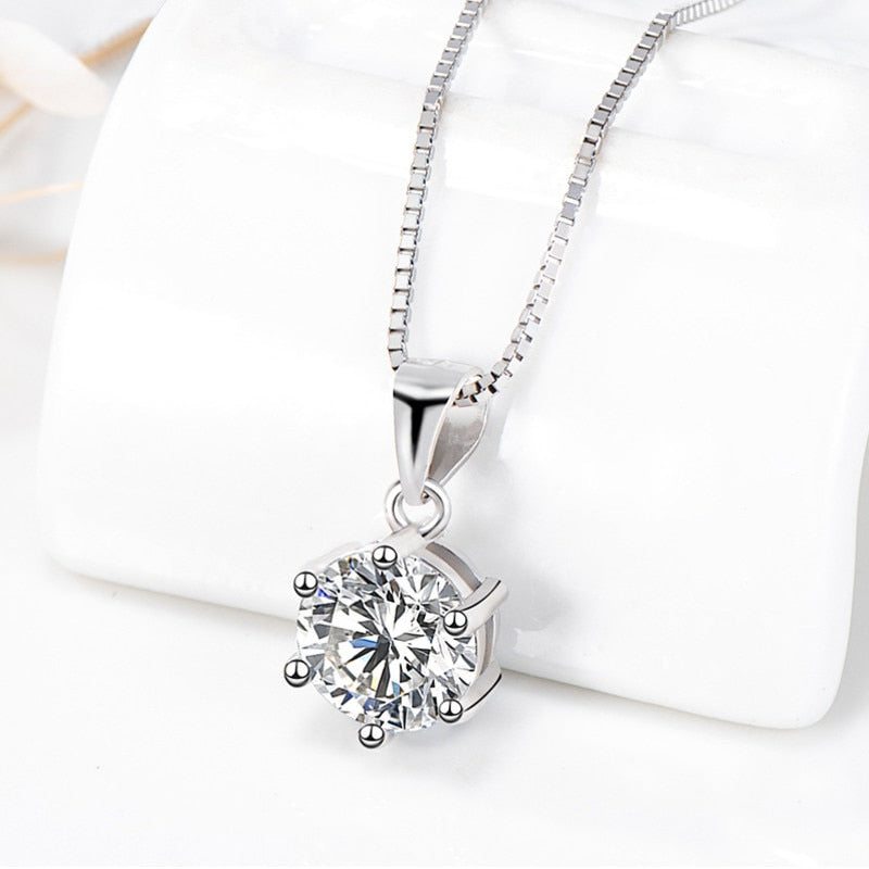 1ct Moissanite Diamond Sterling Silver Pendant Necklace New Zealand