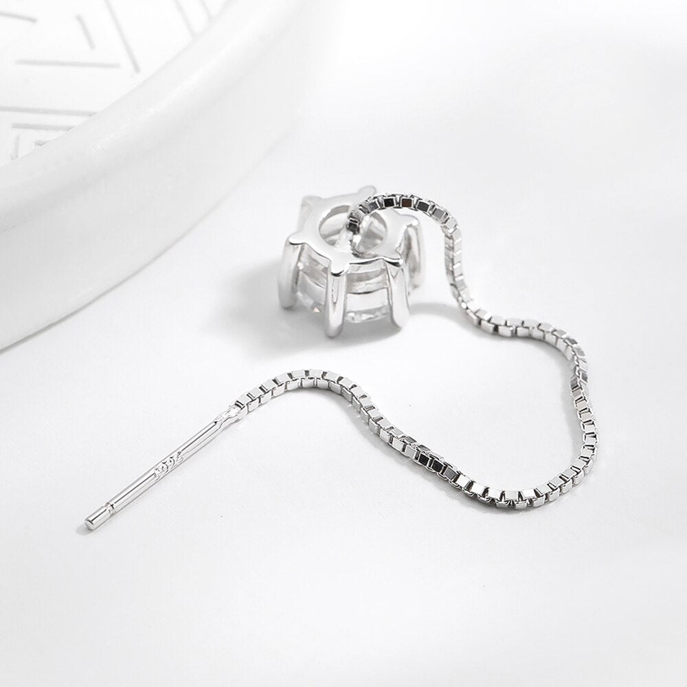 Sterling Silver Plated Moissanite Ear Wire Earrings