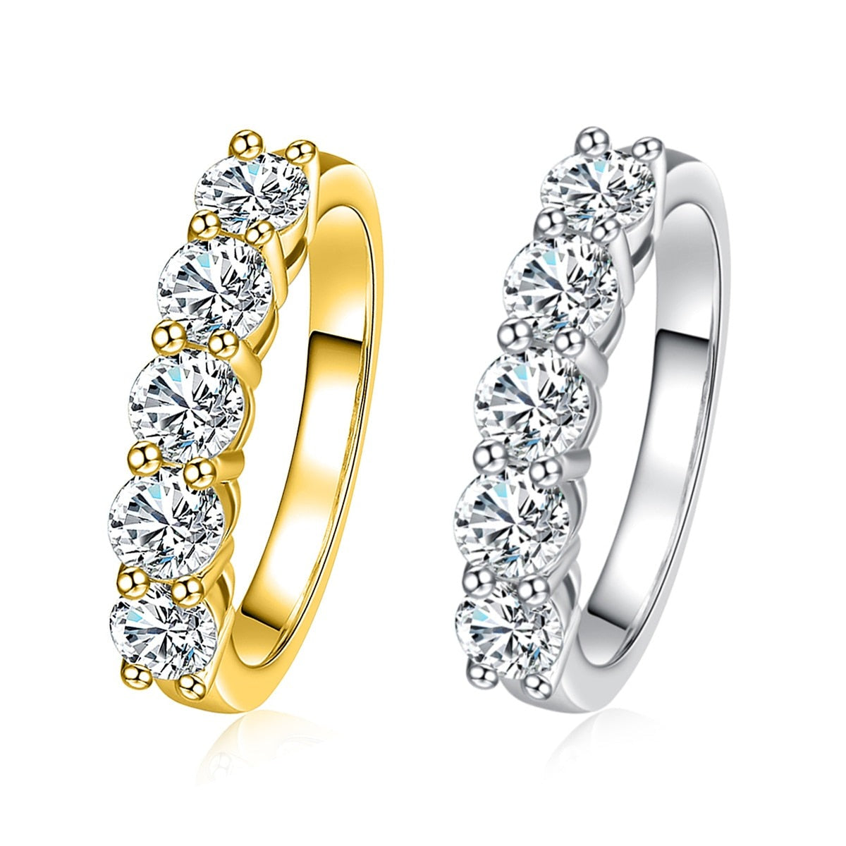 Moissanite Diamond Wedding Band Eternity Ring Sterling Silver 18K Gold Plated