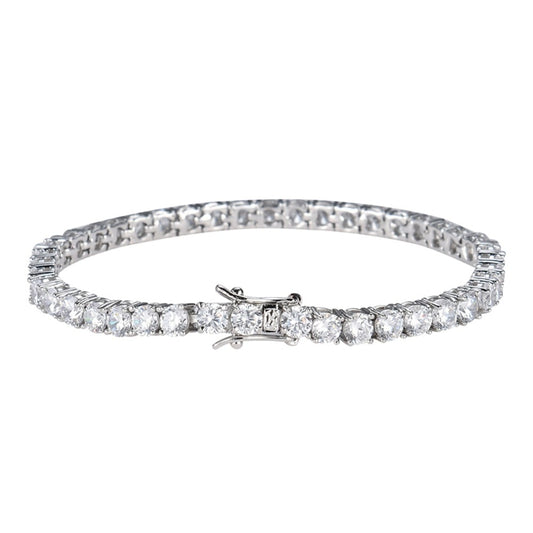 Womens Moissanite Diamond Sterling Silver Tennis Bracelet