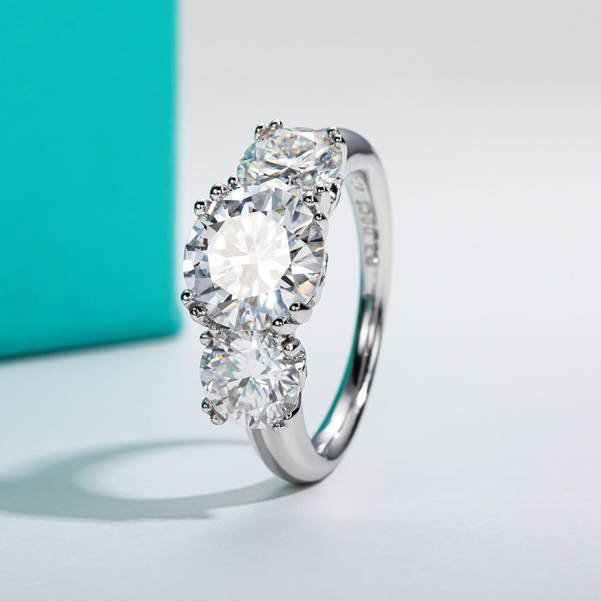 Moissanite Three Stone Diamond Ring