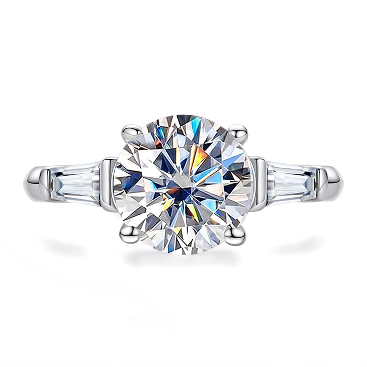 3-Stone 3.6cttw Moissanite Diamond Engagement Ring Sterling Silver
