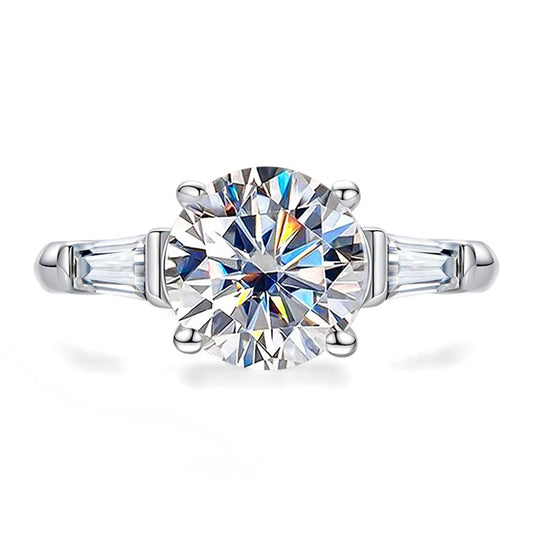 3-Stone 3.6cttw Moissanite Diamond Engagement Ring Sterling Silver