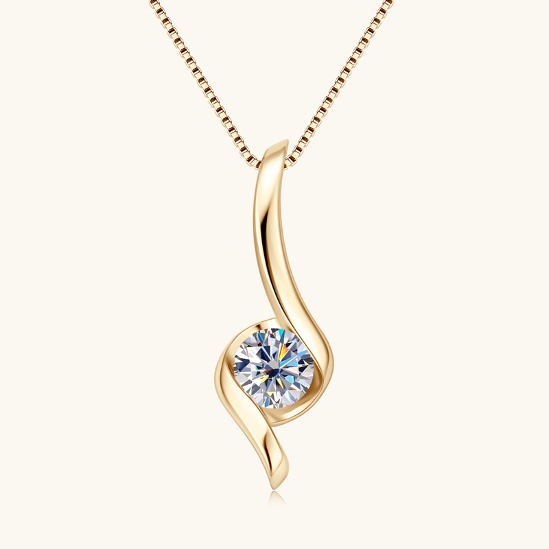 Gold Moissanite Pendant Necklace UK Holloway Jewellery