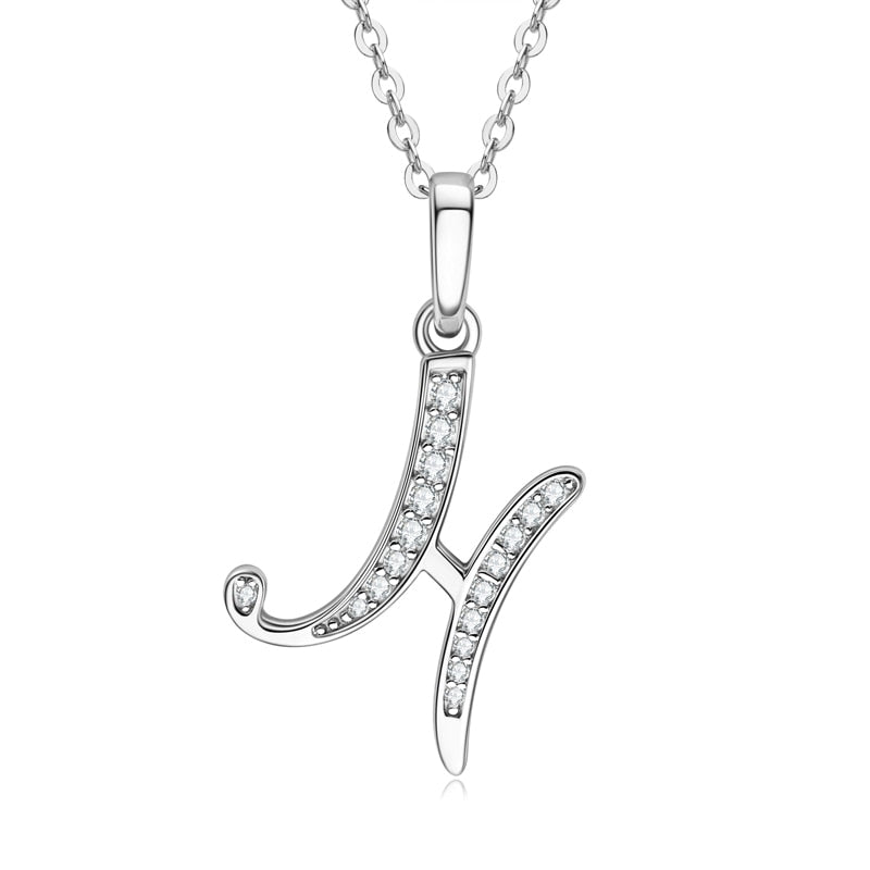 Initial Moissanite Diamond Sterling Silver Pendant Letter Necklace USA