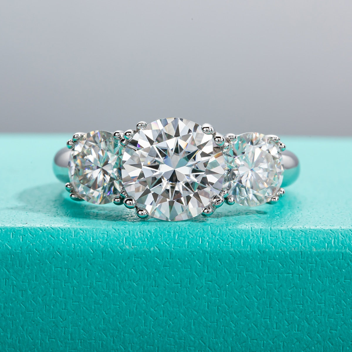 Moissanite Three Stone Ring 925 Silver Ring