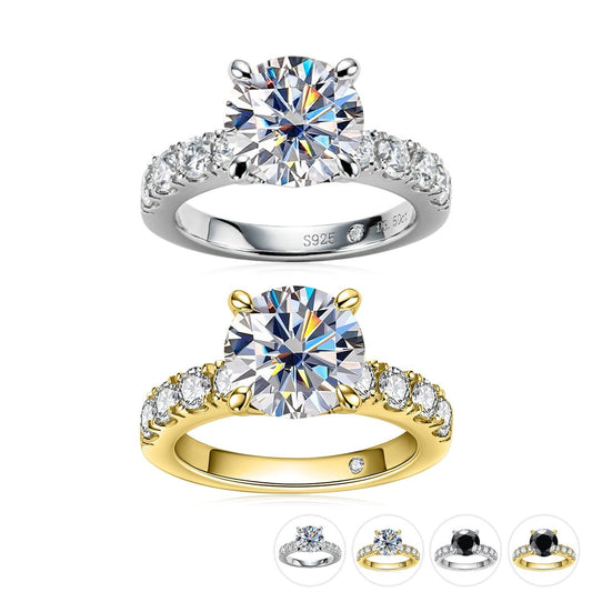 925 Sterling Silver 18k Gold Plated Moissanite Diamond Wedding Band Rings