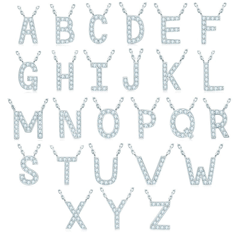 Initial Necklace Moissanite Diamond Necklace Initial Sterling Silver