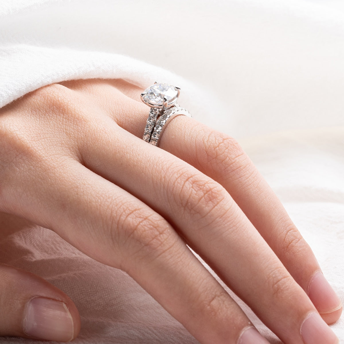 Moissanite Sterling Silver Ring Set UK