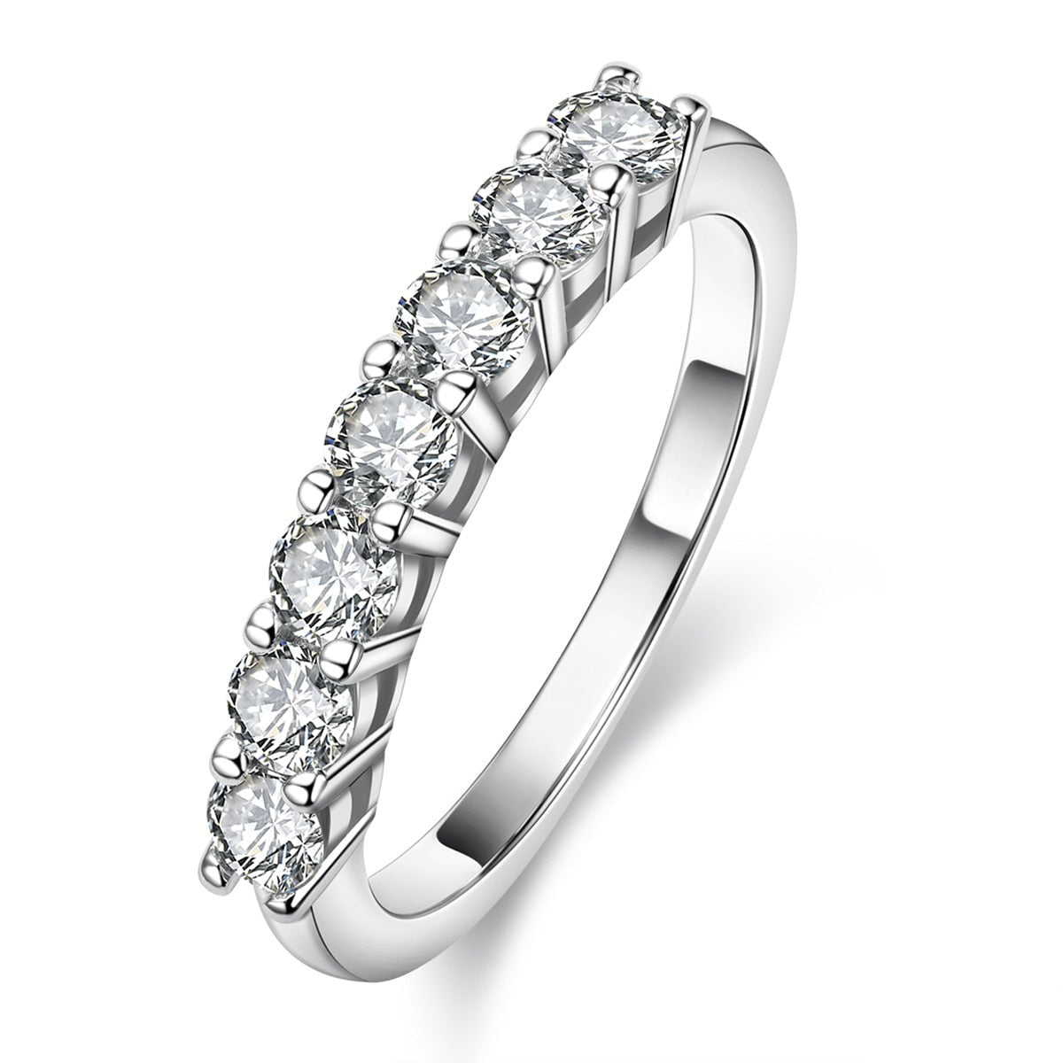 Moissanite Diamond 7 Stone Ring Sterling Silver