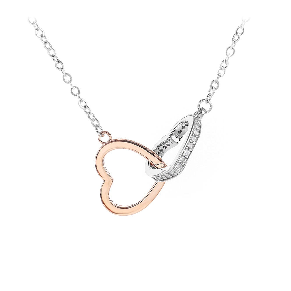 Double Heart Moissanite Diamond Gold Plated Necklace Sterling Silver AU