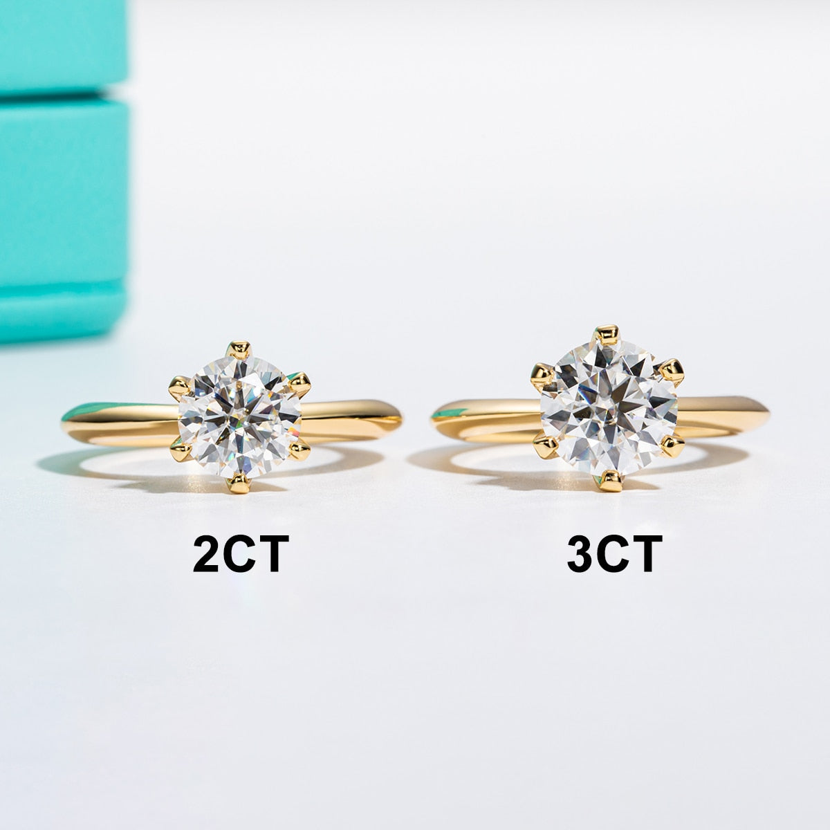 Yellow Gold Plated Moissanite Diamond Solitaire Engagement Ring UK