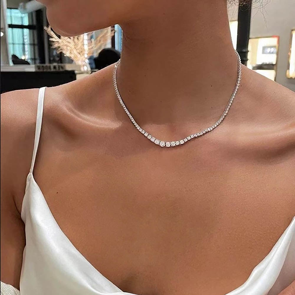Moissanite Diamond Tennis Sterling Silver Necklace New Zealand