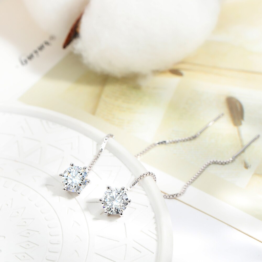 Moissanite Diamond Sterling Silver Earrings