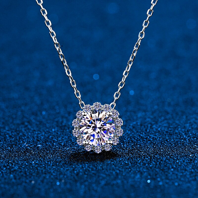 Moissanite Diamond Sterling Silver Necklace