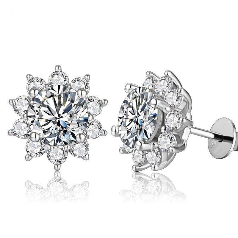 lotus flower moissanite earrings Holloway Jewellery