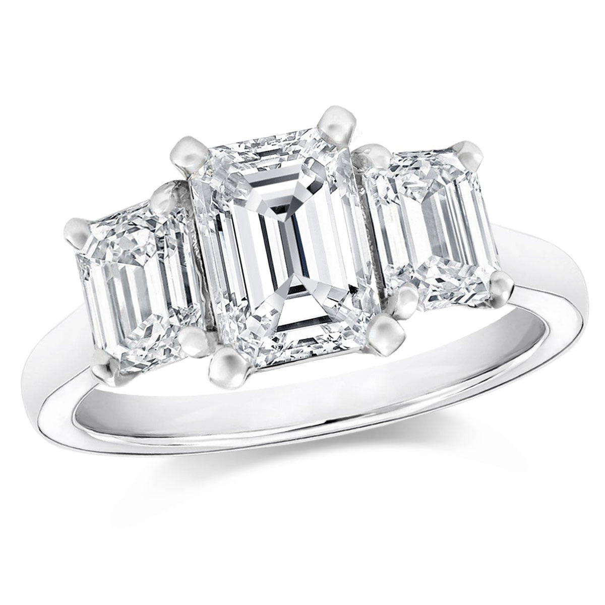 Emerald Cut Moissanite Engagement Ring