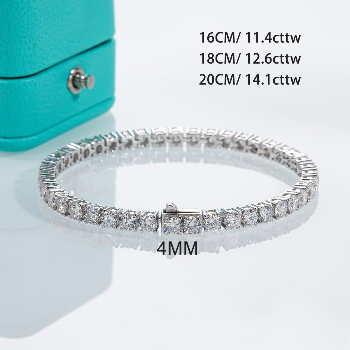Mens Women Moissanite Sterling Silver Bracelet
