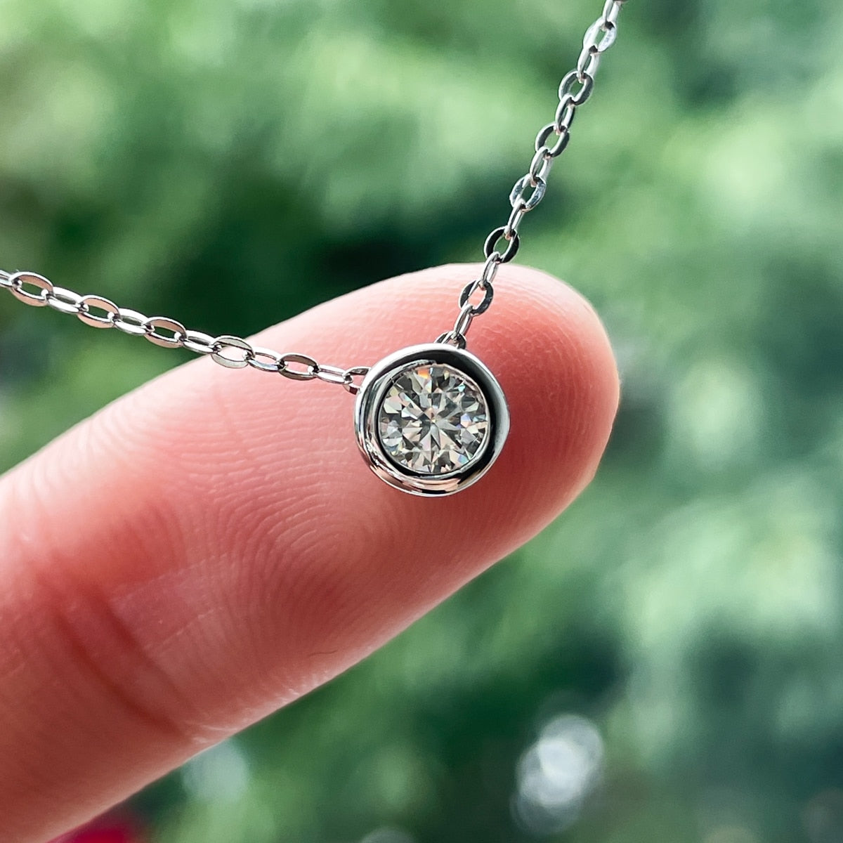 Moissanite Round Gold Plated 45cm Necklace