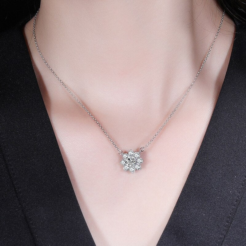 Sterling Silver Moissanite Diamond Necklace UK