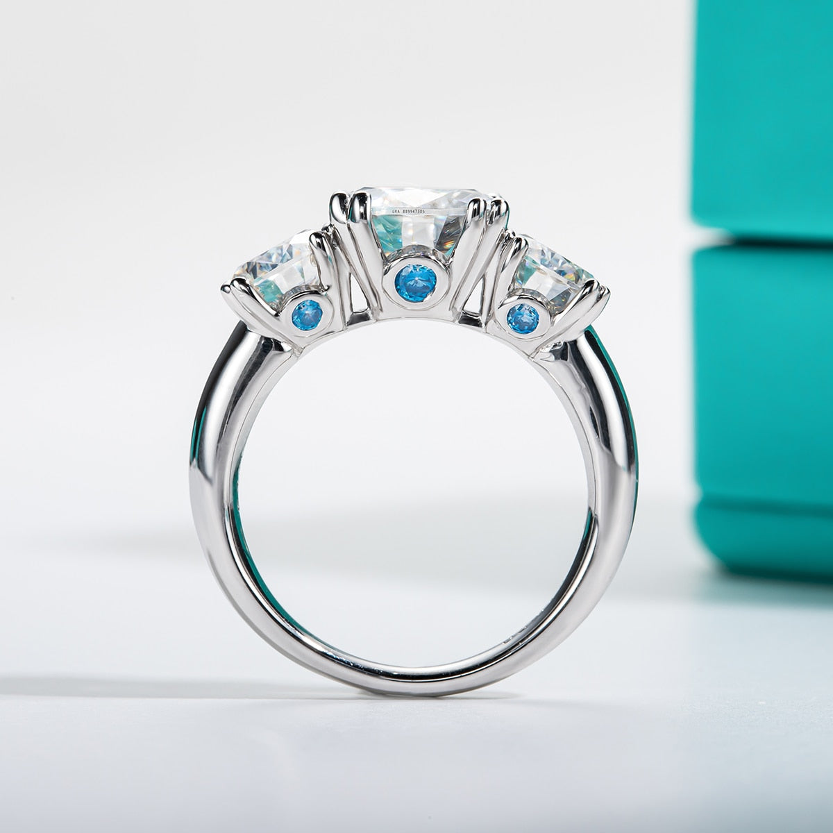 Moissanite Three Stone Diamond Ring 18k gold plated australia