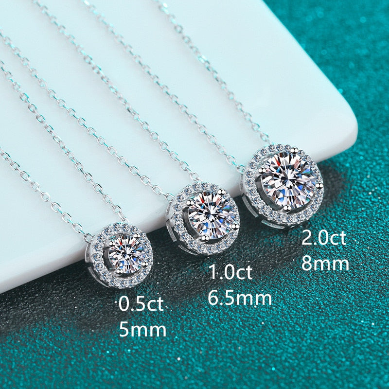 Moissanite Diamond Sterling Silver Pendant Necklace New Zealand