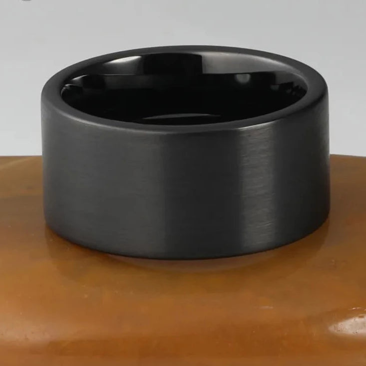 Black Tungsten Carbide Mens Ring Brushed Finish