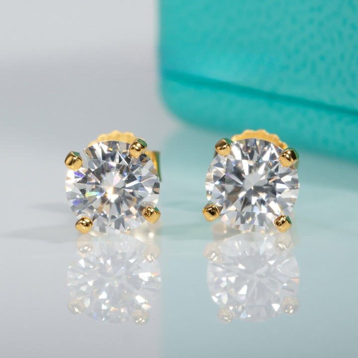 Yellow Gold Moissanite Diamond Earrings