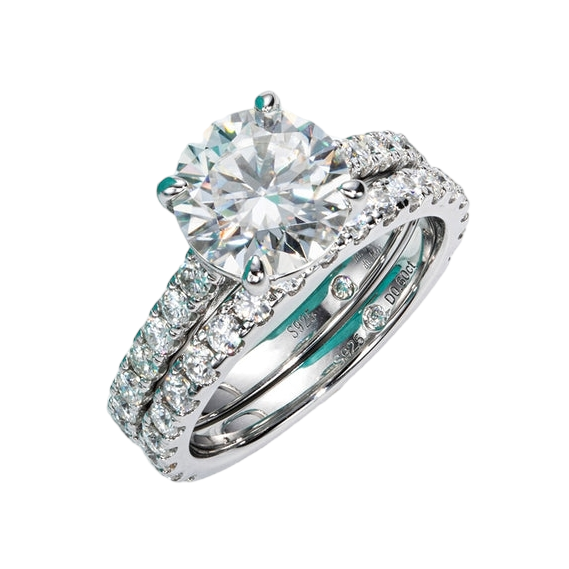 engagement ring and wedding ring set moissanite diamond Holloway Jewellery