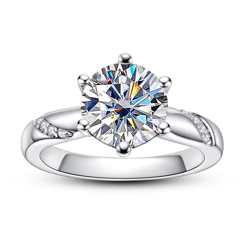 3ct Moissanite Diamond Engagement Ring Sterling Silver