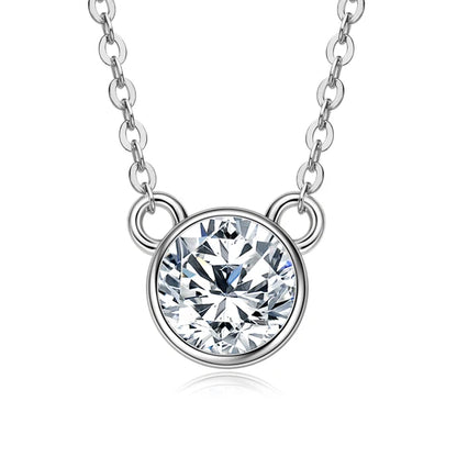 1ct Moissanite Diamond Pendant Necklace Sterling Silver (Available in 2 Colours)
