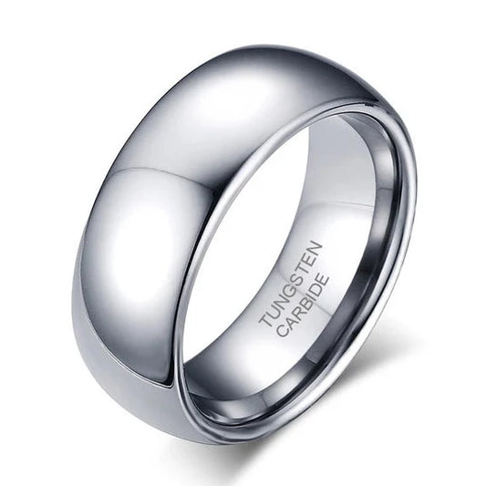 8mm high polish silver tungsten ring