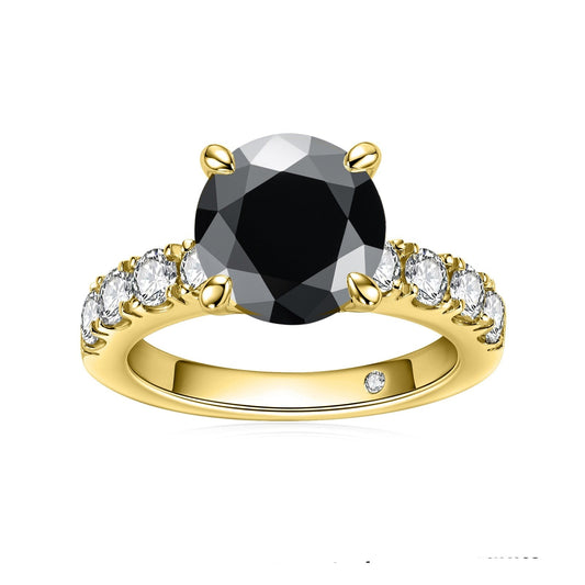 Black Moissanite Yellow Gold Engagement Ring Holloway Jewellery