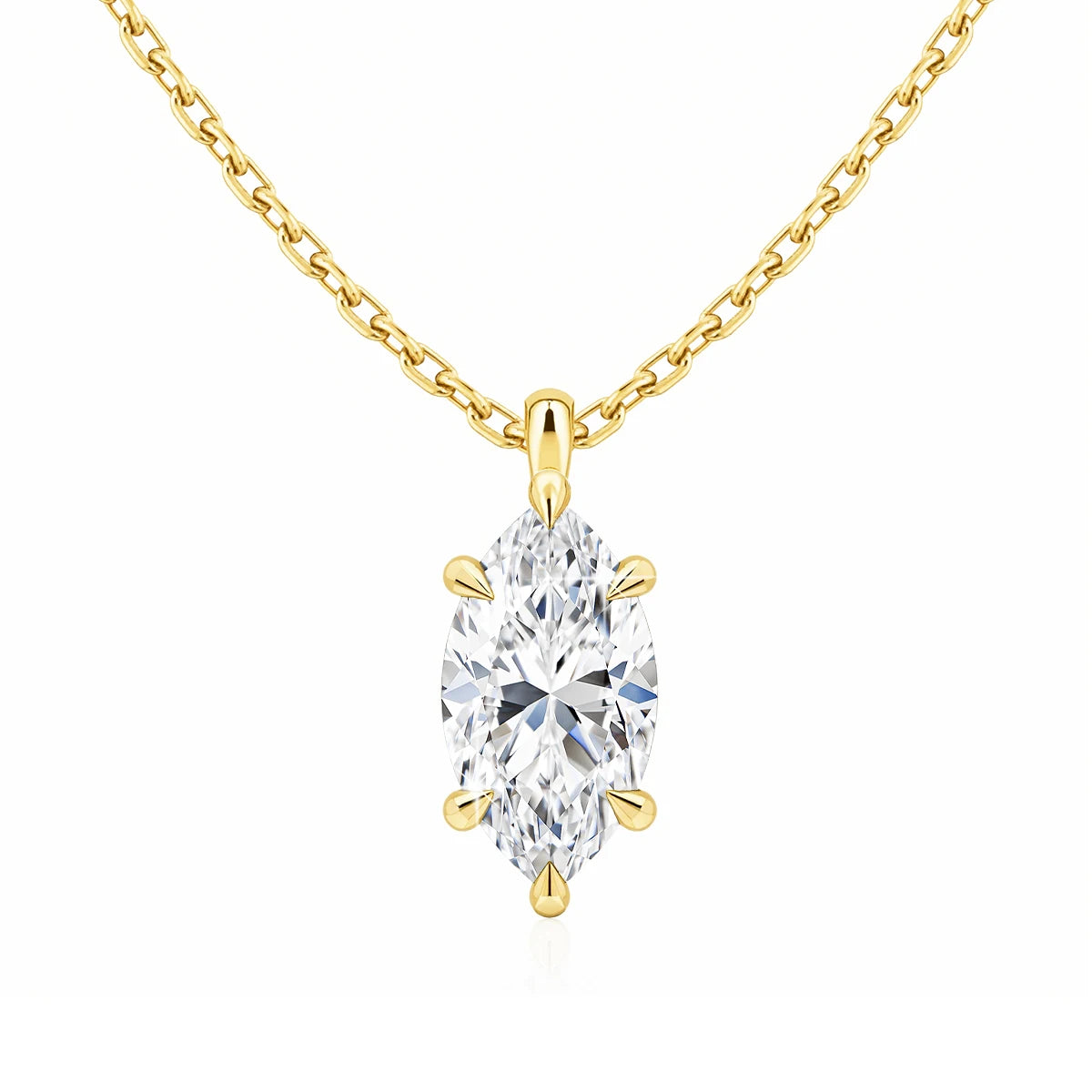 1 Carat Marquise Cut Moissanite Diamond Drop Pendant Necklace