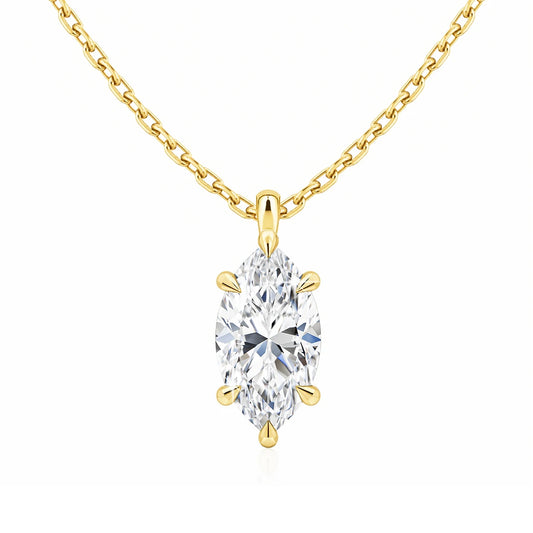1 Carat Marquise Cut Moissanite Diamond Drop Pendant Necklace