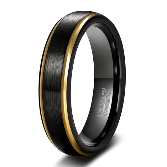 6mm Tungsten Carbide Ring Mens Womens Brushed Black