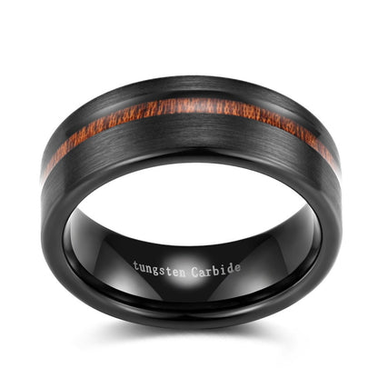 wood and black ring mens ring 8mm