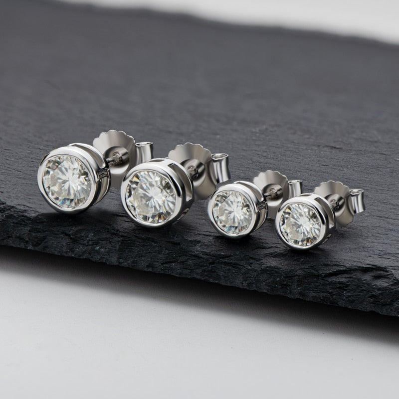 Sterling Silver Moissanite Diamond Stud Earrings