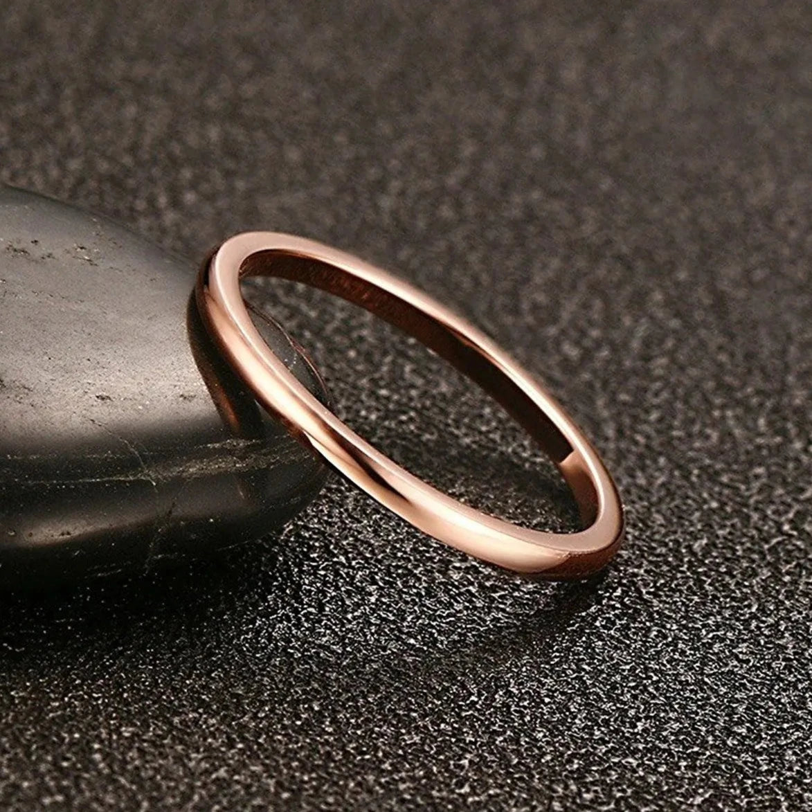 Thin Rose Gold Colour Tungsten Ring