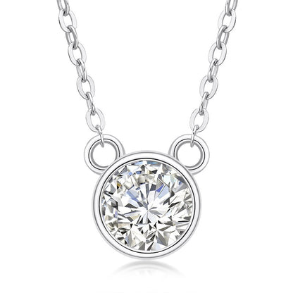 1ct Moissanite Diamond Pendant Necklace Sterling Silver