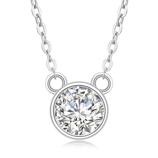 1ct Moissanite Diamond Pendant Necklace Sterling Silver