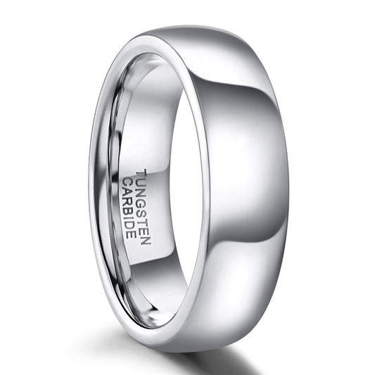 6mm high polish silver tungsten ring