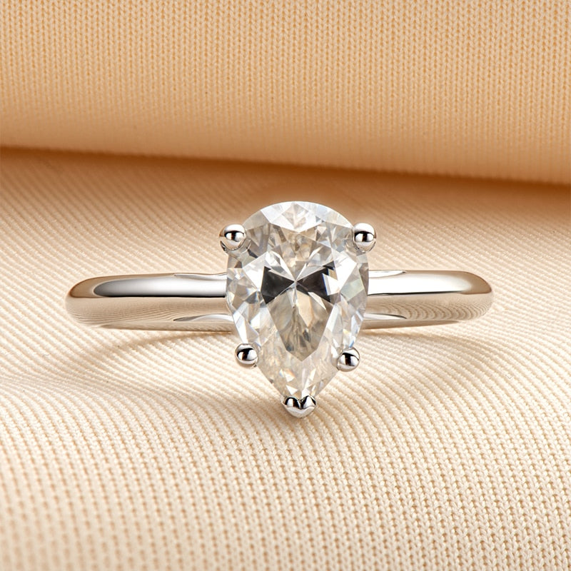 Sterling Silver Moissanite Diamond Engagement Ring 