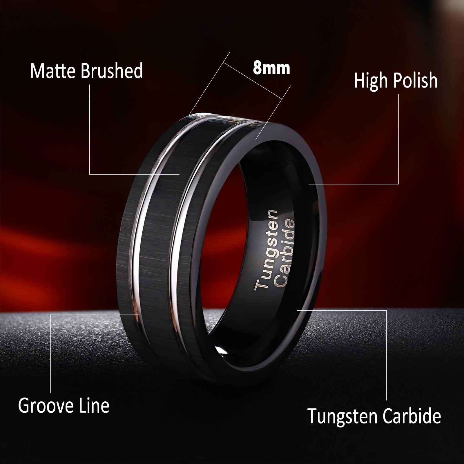 Tungsten Carbide Mens Ring Wedding Band