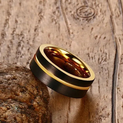 Gold and black tungsten ring