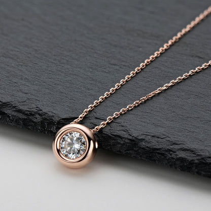 1ct Rose Gold Colour Bezel Set Moissanite Holloway Jewellery Necklaces Womens Girls