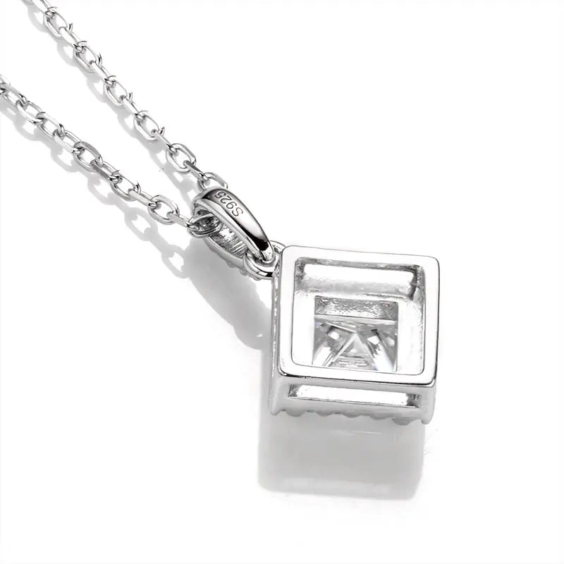 1 Carat Princess Cut Moissanite Diamond Pendant Drop Necklace Free Shipping UK
