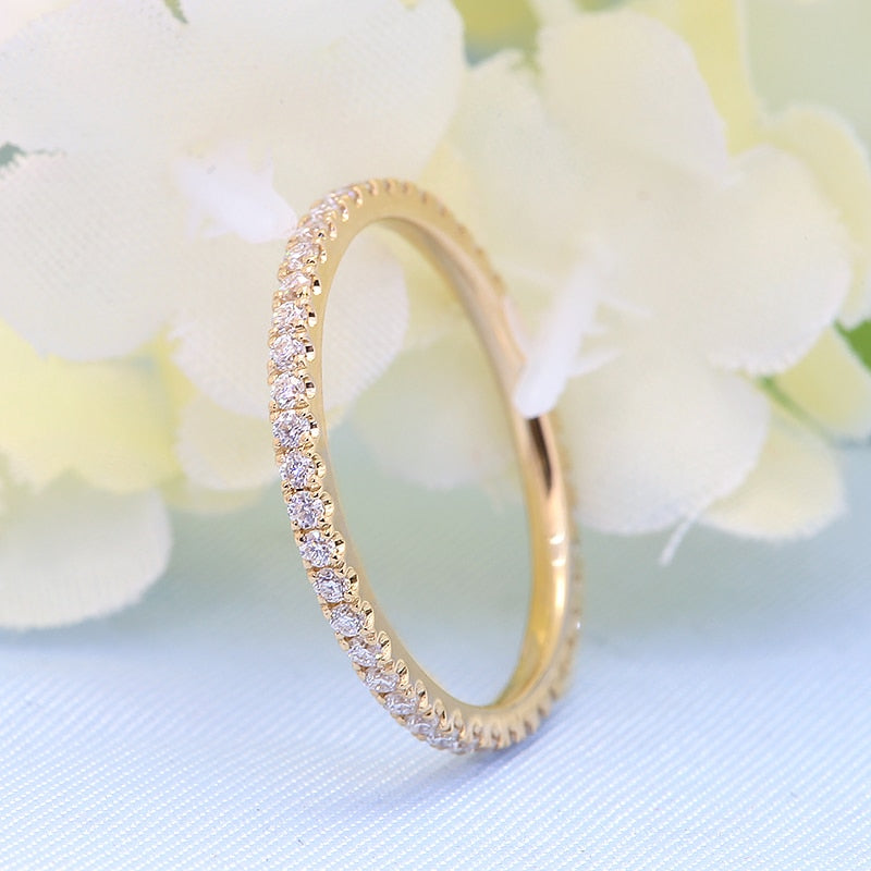 Moissanite Diamond Wedding Ring Yellow Gold